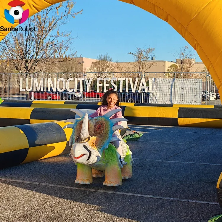 2024 New Coin Operated Kids Ride Machine 2 Seats Animatronic Dinosaur Riding Car Child Ride On Toy