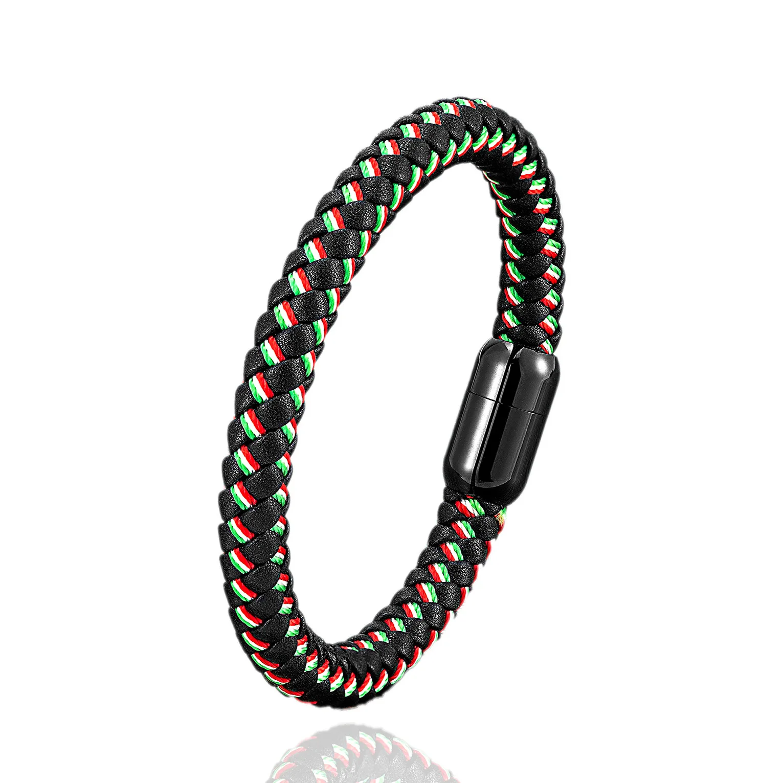 Germany Trendy Handmade Braided Bracelet PU Leather Cord Bracelets With Stainless Steel Magnetic Clasp Buckle