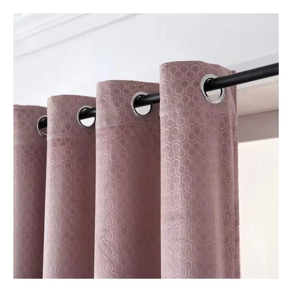 High quality fashion modern home hotel decor polyester window solid velvet embossing curtains