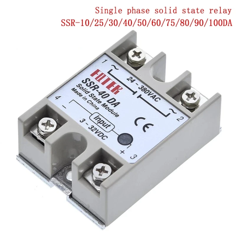 Solid state Relay SSR-10DA SSR-25DA SSR-40DA SSR-50DA 10A 25A 40A 50A actually 3-32V DC TO 24-380V AC SSR 10DA 25DA 40DA 50DA