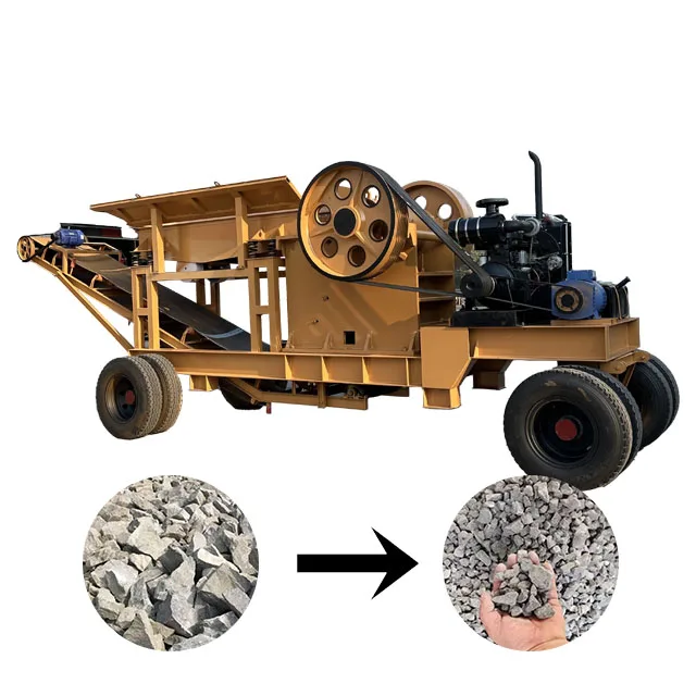 PE250x400 & PE400x600 Diesel Engine Jaw Crusher Small Capacity Mobile Unit for Gold Limestone Condition New Spare Parts Included