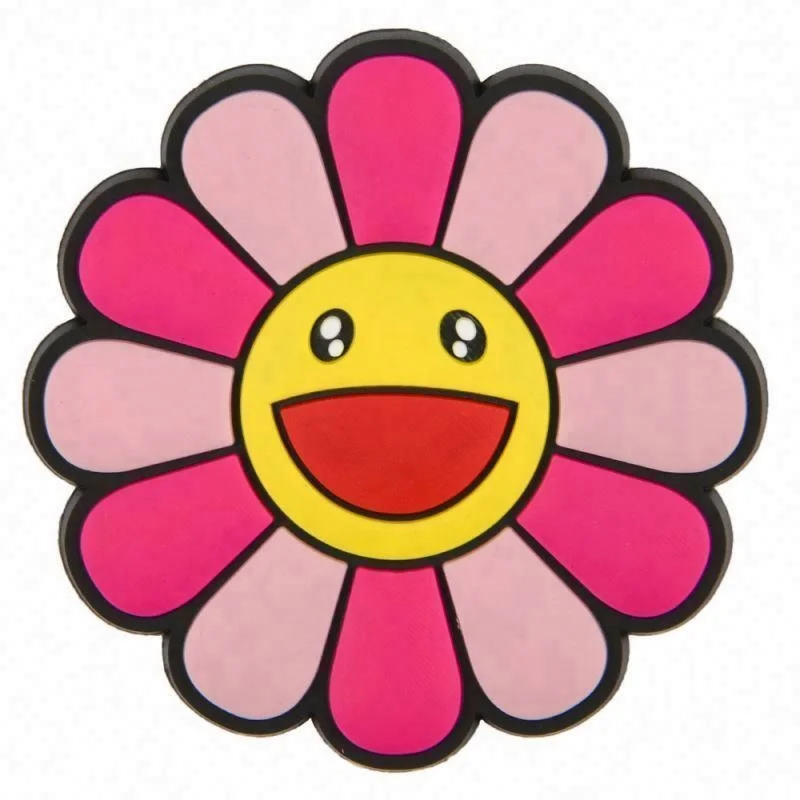 QY OME cartoon PVC rubber murakami Shoe Charms Accessories buttons for kids Shoe Decoration Accessories sunflower shoe charms