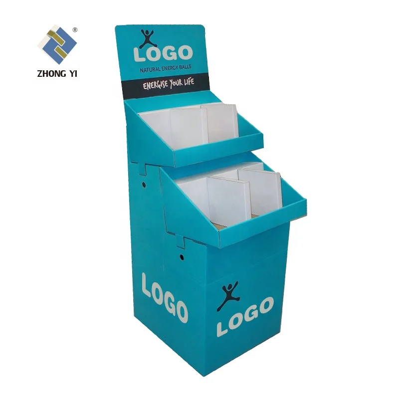 3 Layer Tier Shop POP Paper Corrugated Cardboard Display Stand for Golf Football Game Sport Product Mask Advertising