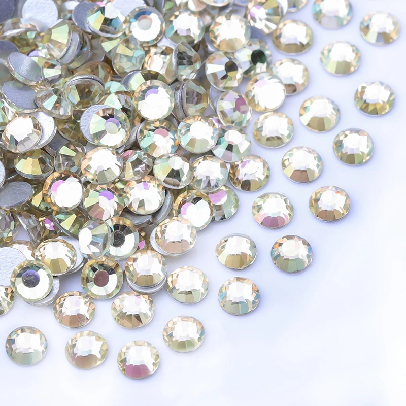 Juli New Champagne Color High Quality FlatBack Round Shape Non Hot Fix Crystal Rhinestone For DIY Bags Garment Nail Art Shoes