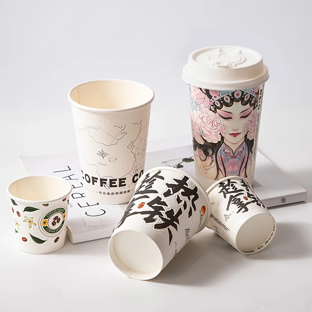 LOKYO Pla Degradable take away to go 500ml disposable hot drink coffee paper cup with custom logo