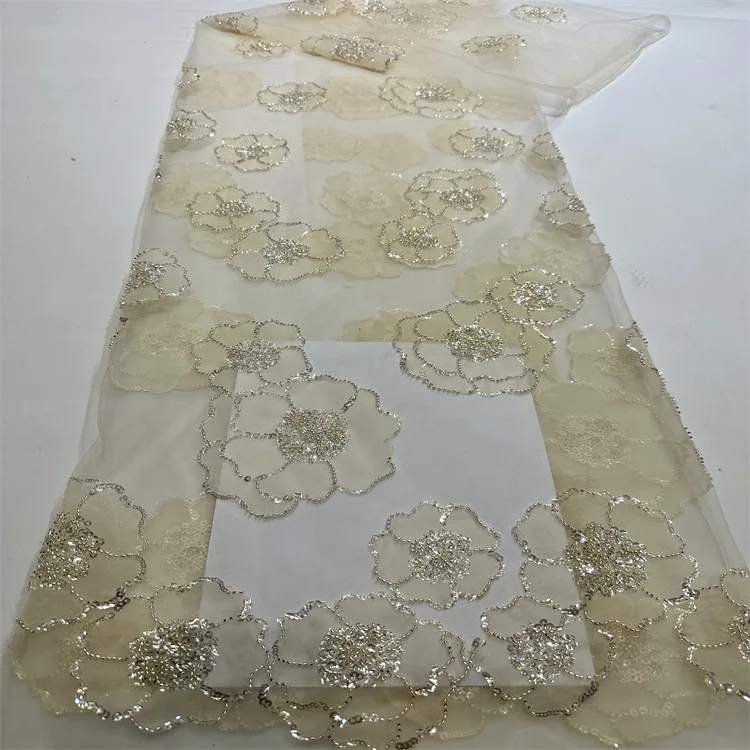 Wholesale new gauze crystal Sequin rose Embroidery beaded tube embroidered wedding dress