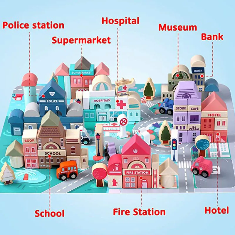 Wholesale hot selling custom logo colorful Educational Learning kids learning toys with City Map Construction