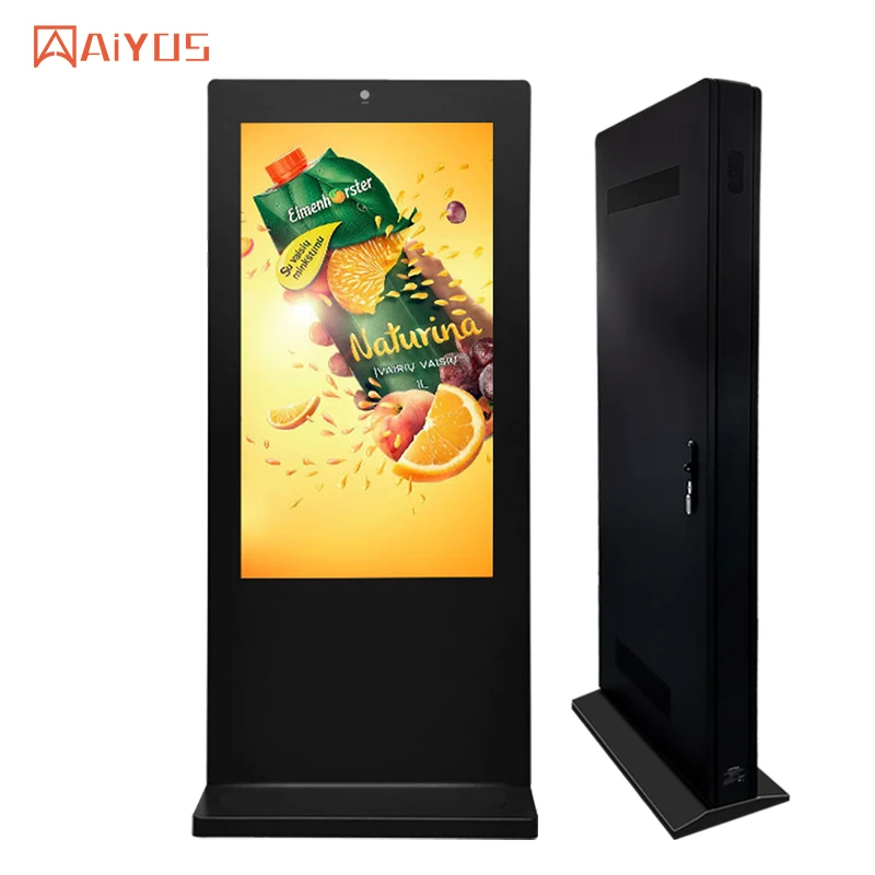 Touch Screen LCD Display Advertising Digital Signage Outdoor Standing Waterproof Custom Logo Outdoor Advertising Player Kiosk