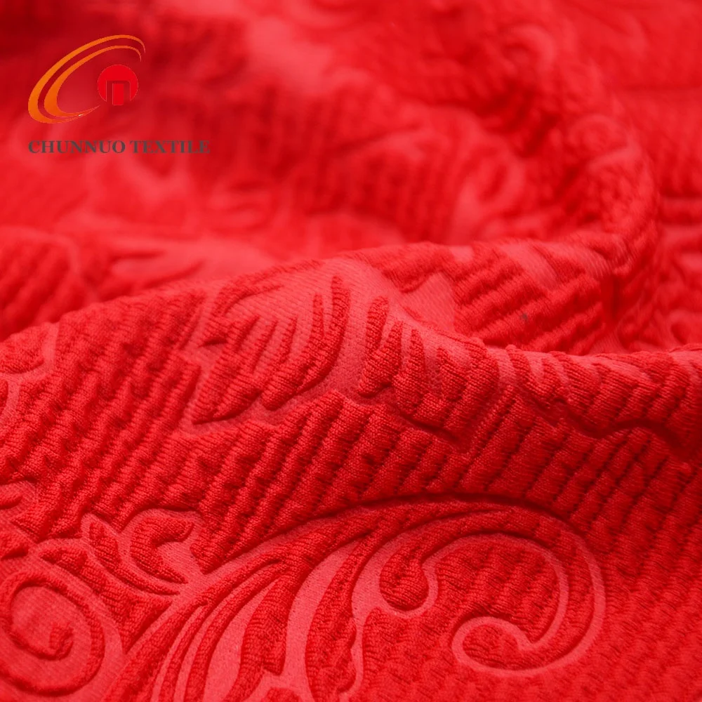 Chunnuo Textile 95%P5%SP DTY Stretch Jacquard Liverpool Fabric With 3D Emboss For Dress