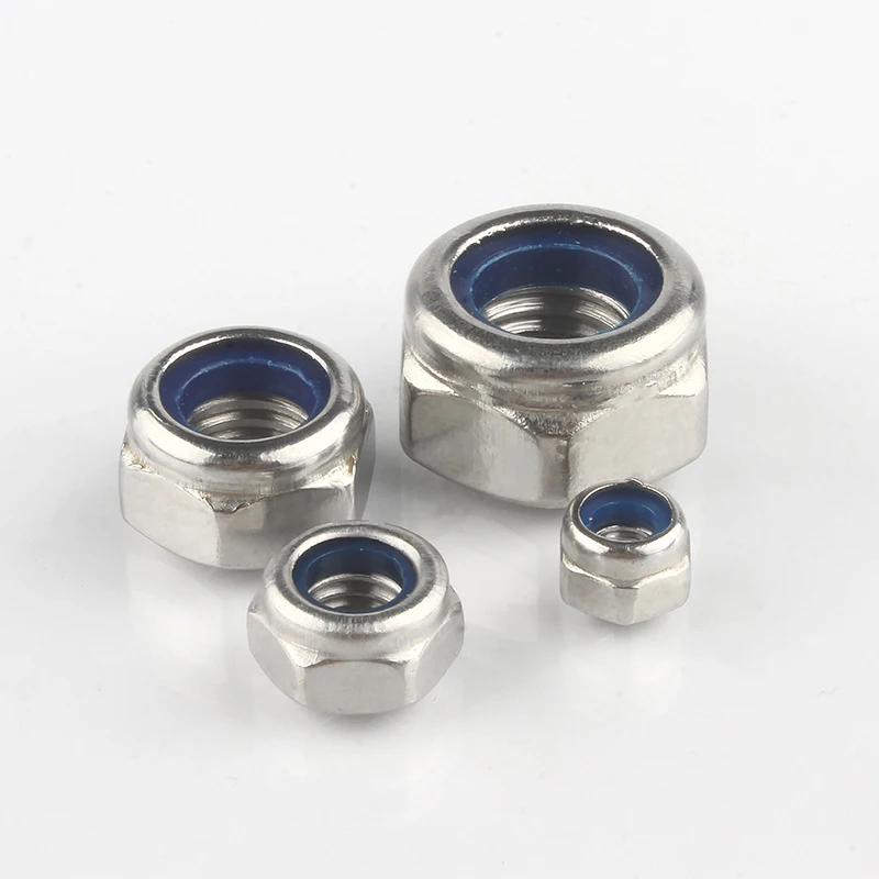 M6 M8 M10 Stainless Steel Nylon Nut 304 Stainless Steel Nylon LockNnut
