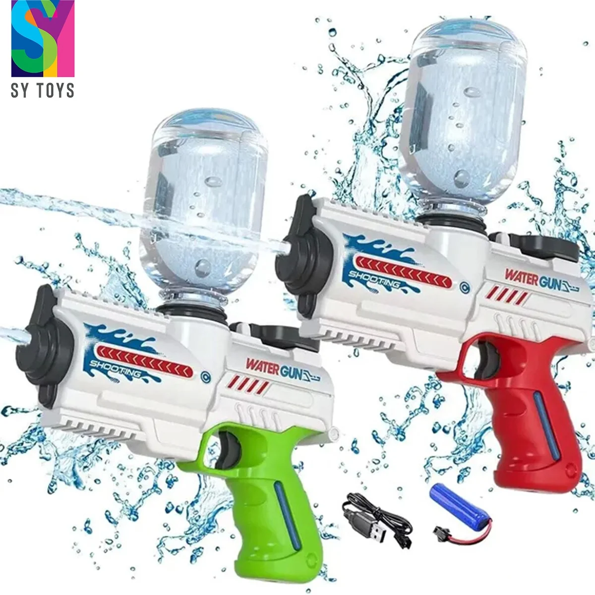 SY Super 26FT Long Range Distance Electric Water Gun Automatic Rechargeable Water Pistols For Kids & Adults With Water Bottles
