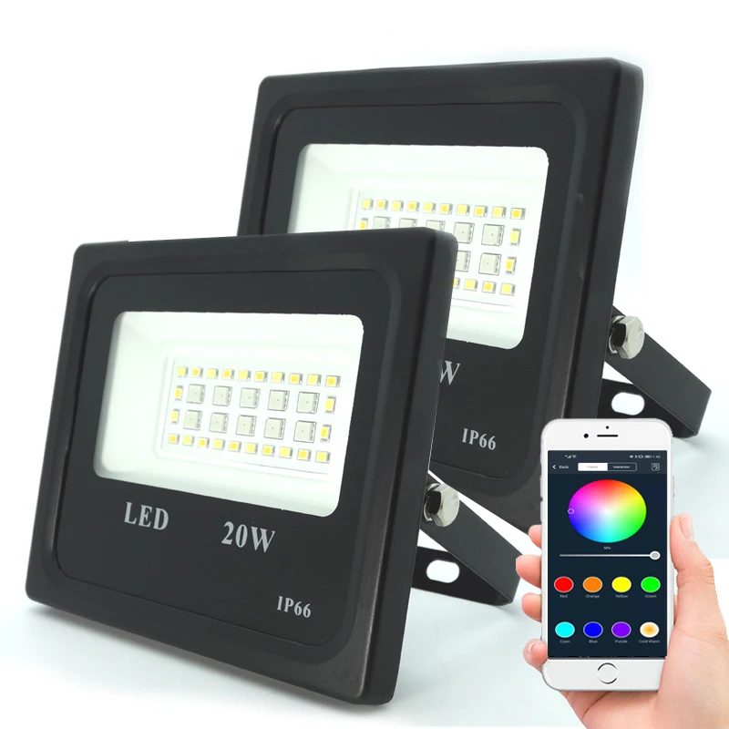 Smart APP RGB 20W 30W 50W Outdoor Wall Reflector IP65 Waterproof LED Flood light For Garden Landscape Event Holiday Hotel
