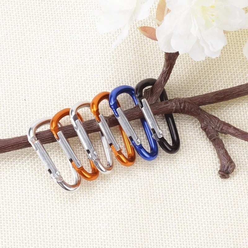 Cute Aluminum Size 5 Carabiner Clip  D Shape Buckle Spring Snap Key Chain Clip Hook Multipurpose for Camping Hiking Fishing