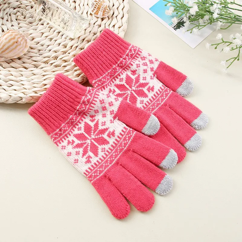Thickened Korean Version Cold Proof Touch Screen Unisex Warm Acrylic Knitting Winter Gloves