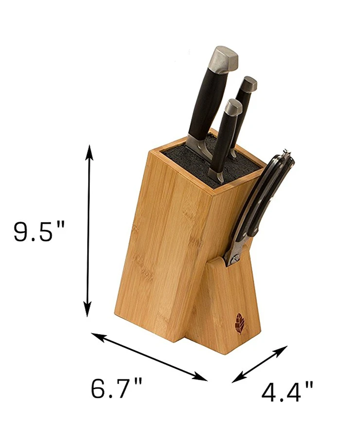 Wholesale Universal Slotless Bamboo Kitchen Plastic Fishing Rod Holder Knife Block With Black Bristles Insert