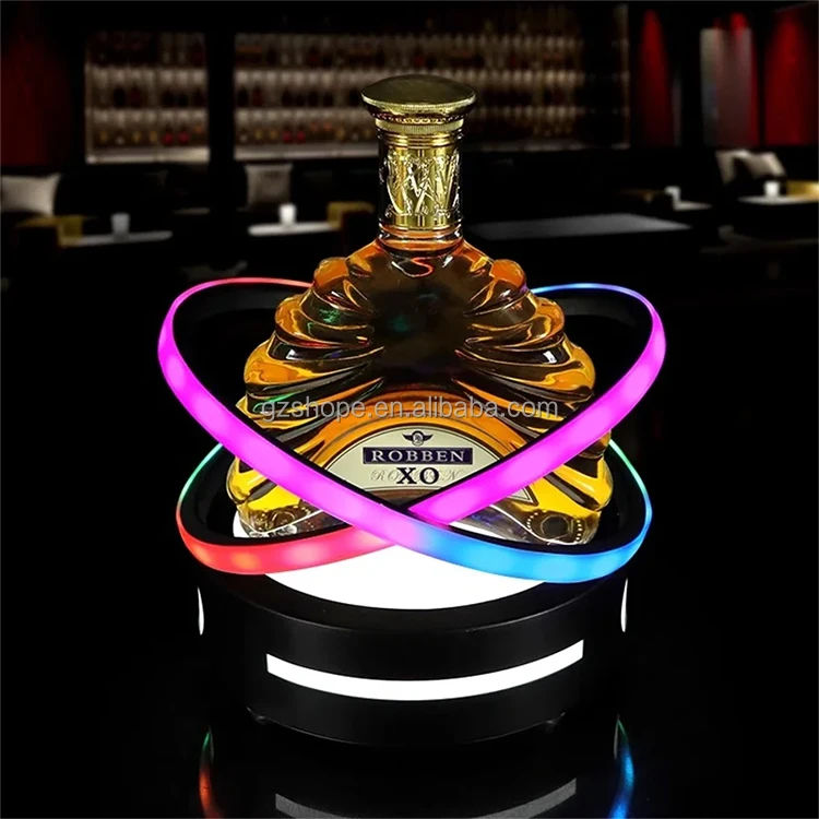 SHP Custom Acrylic Wine Bottle Glorifier Rack Led Lighting Base Display Whisky Bottle Glorifier Display