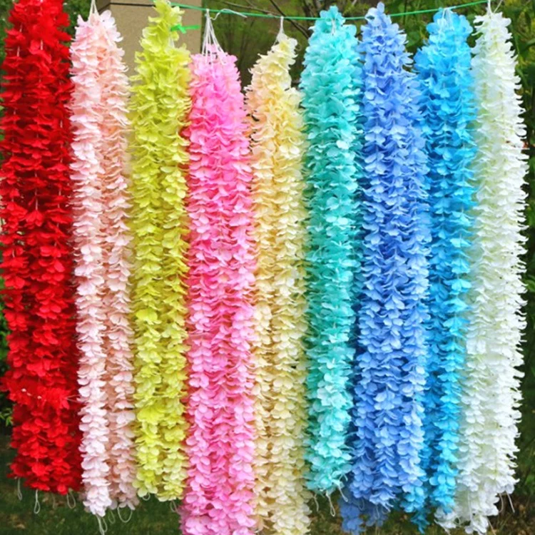 Wholesale cheap artificial wedding flower vine silk flower garland 1m or 2m for wedding home decoration
