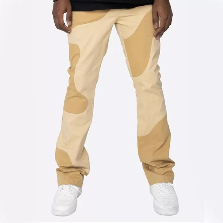 Label Custom Denim Cotton pants Wholesale Patchwork Men Stacked Slim Jeans