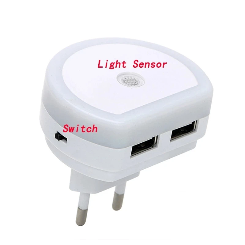 Светодиодный ночник с зарядным устройством и двумя USB-портами сенсорное управление светом настенная лампа для спальни домашние аварийные огни розеткой стандарта ЕС/США
