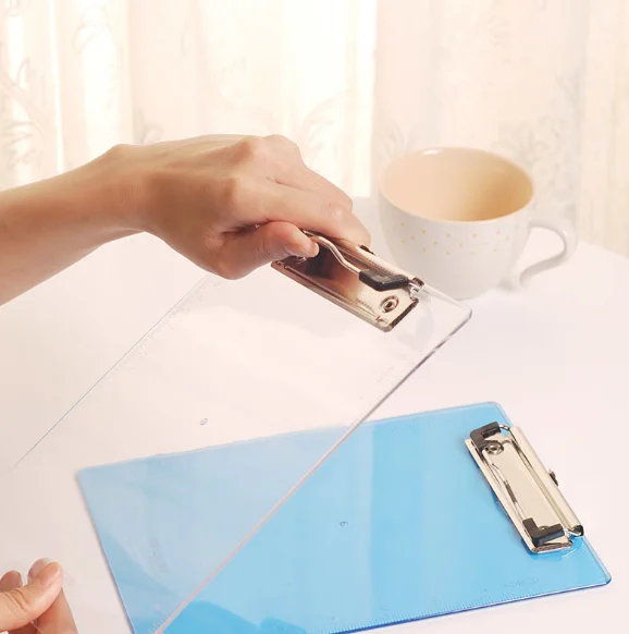 Прозрачныая полипропиленовая A4 рукописного ввода папка пластиковая держателя с зажимом