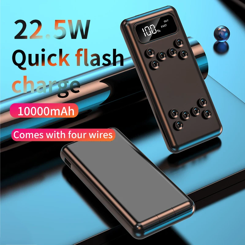 PD22.5W super fast charging mobile power supply Sucker wireless charging piano lacquer Led display Charging treasure 10000mAh