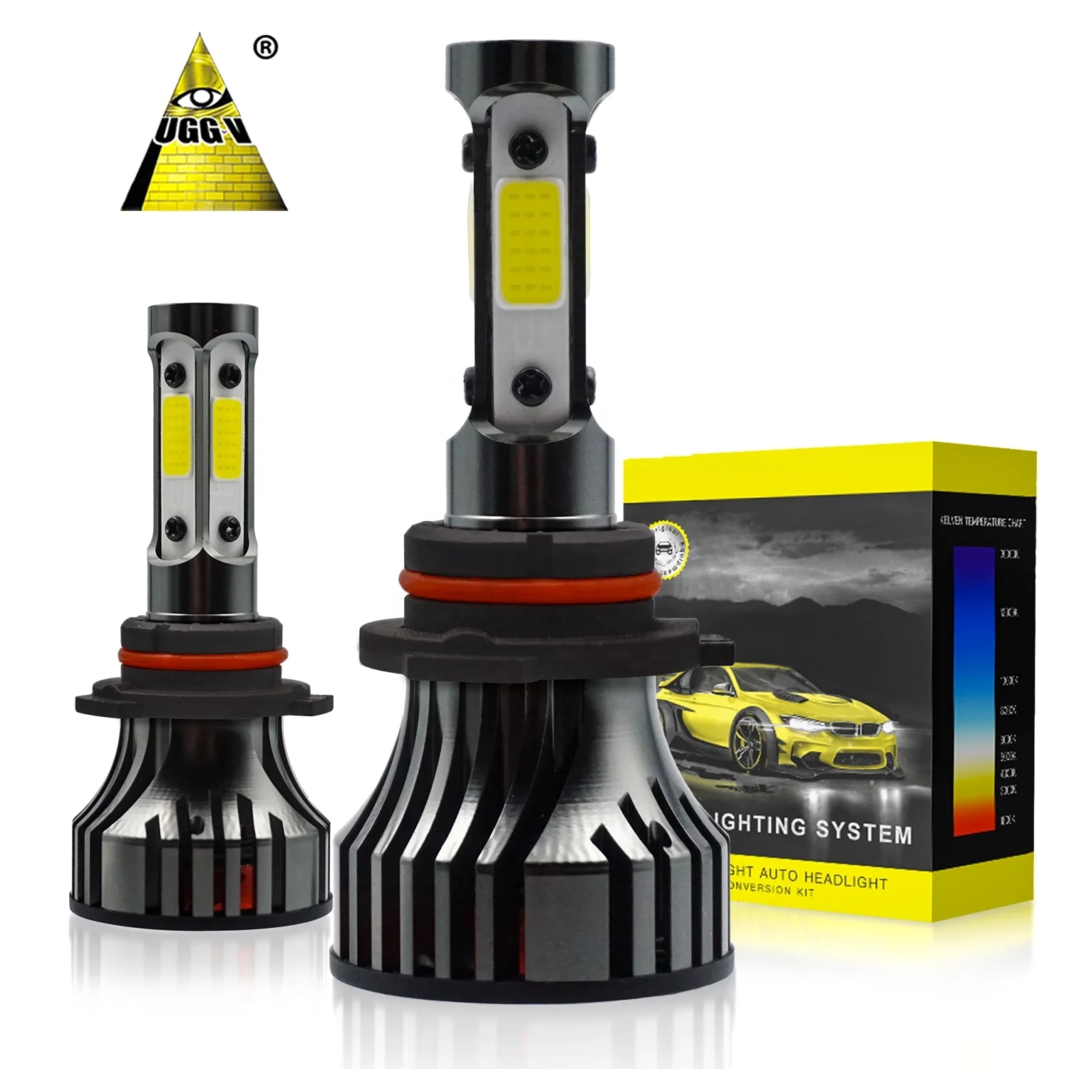 UG4 Auto Faro LED Headlights Cheap Fanless Cooling LED Lights with 4 Sides Chips Compatible with H7 H1 H3 H11 9005 9006 H4 Lamps