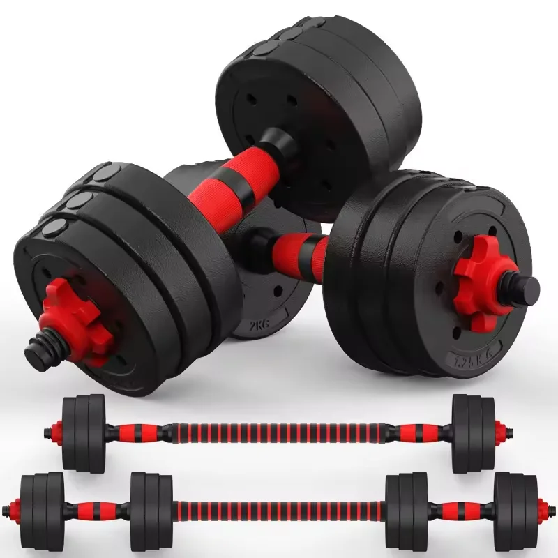 Gym Training Dumbbell Set Bodybuilding 6 In 1 Rubber-covered Barbell Kettlebell Multifunctional Adjustable Dumbbell Set