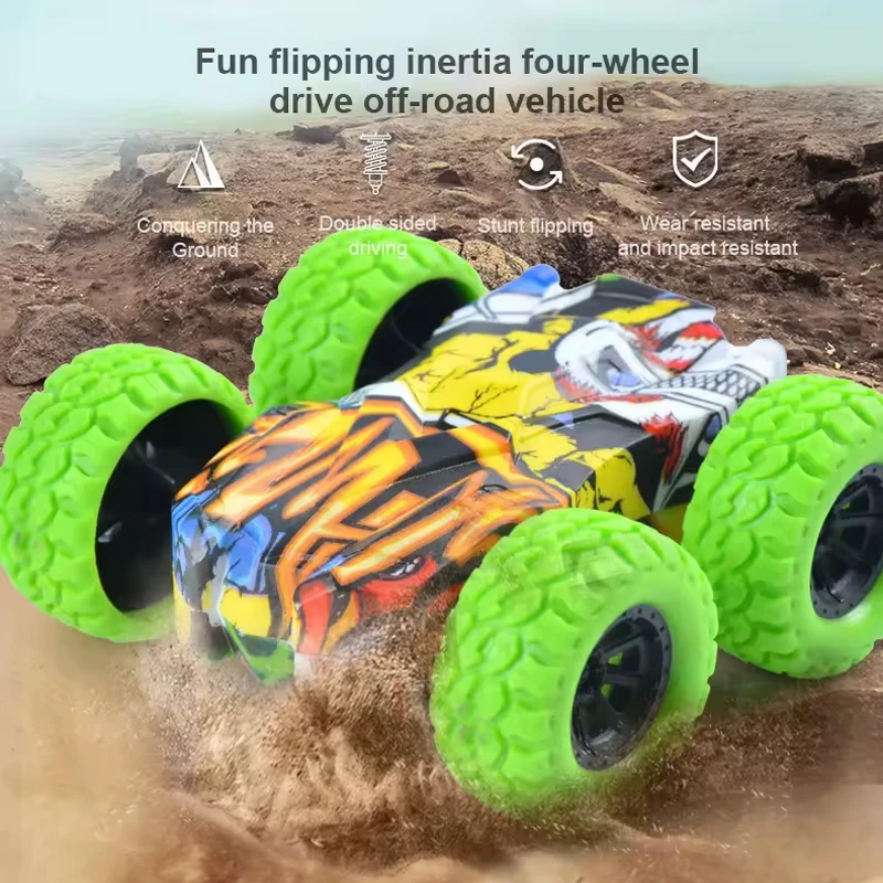 Rotation Mini Stunt Vehicle Double-Sided Graffiti Inertia 3D Flip Control Mini Toy Car for Kids