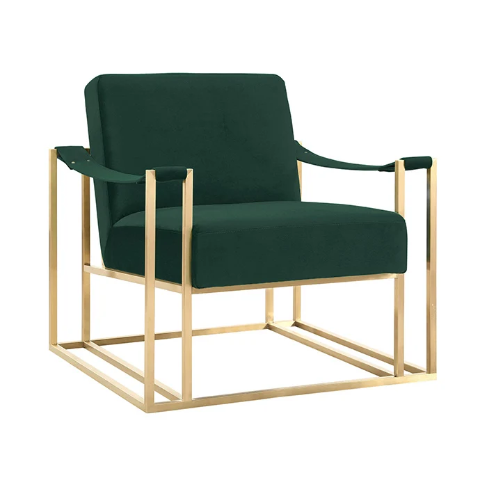 Gold steel velvet armchair (62431850678)