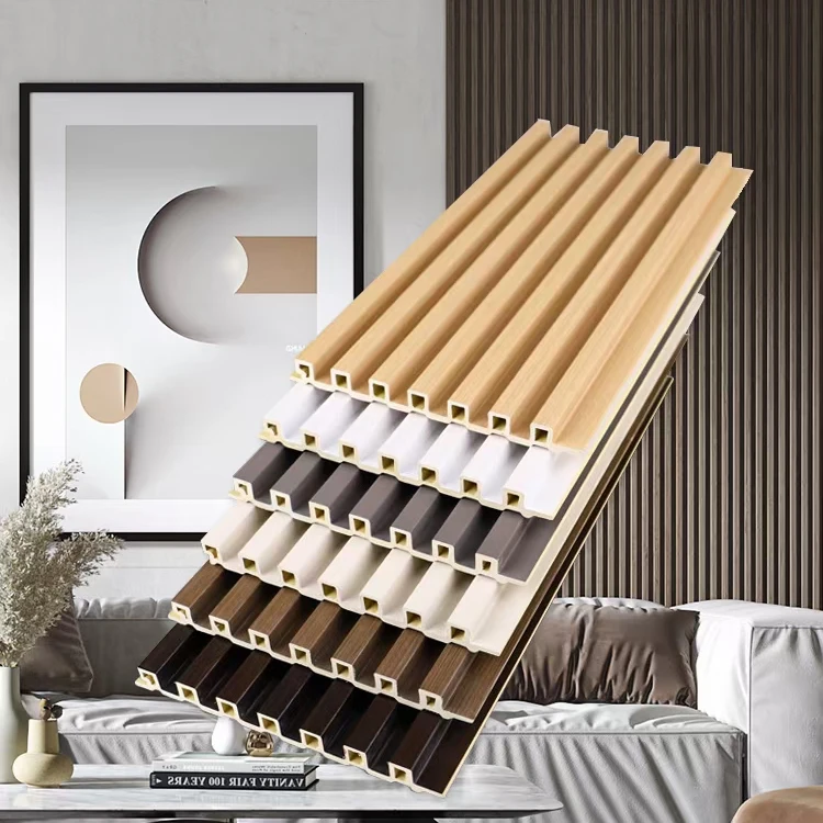 Стеновая панель Wpc, внутреннее украшение, комнатные панели, древесно-пластиковые композитные стеновые панели из ДПК и ПВХ, стеновая панель из ДПК с рифлеными черными канавками