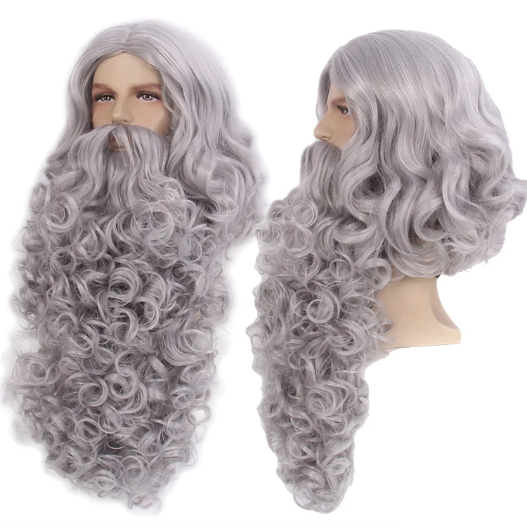 Offer Sample French Curl Santa Claus Costumes And Wigs With Yak Beard Set