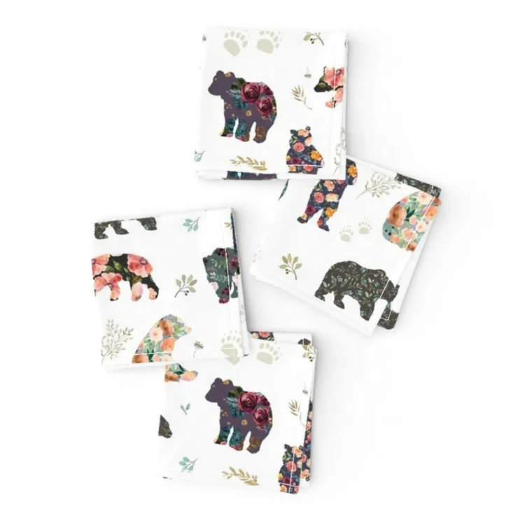 100% polyester custom design digital printed sublimation blank recycled christmas cocktail napkins