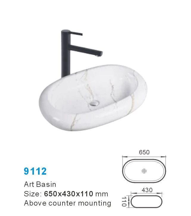 European Style Faction Oval Above Counter Basin Designer Sanitary Ware High Quality Counter Top Art Basin