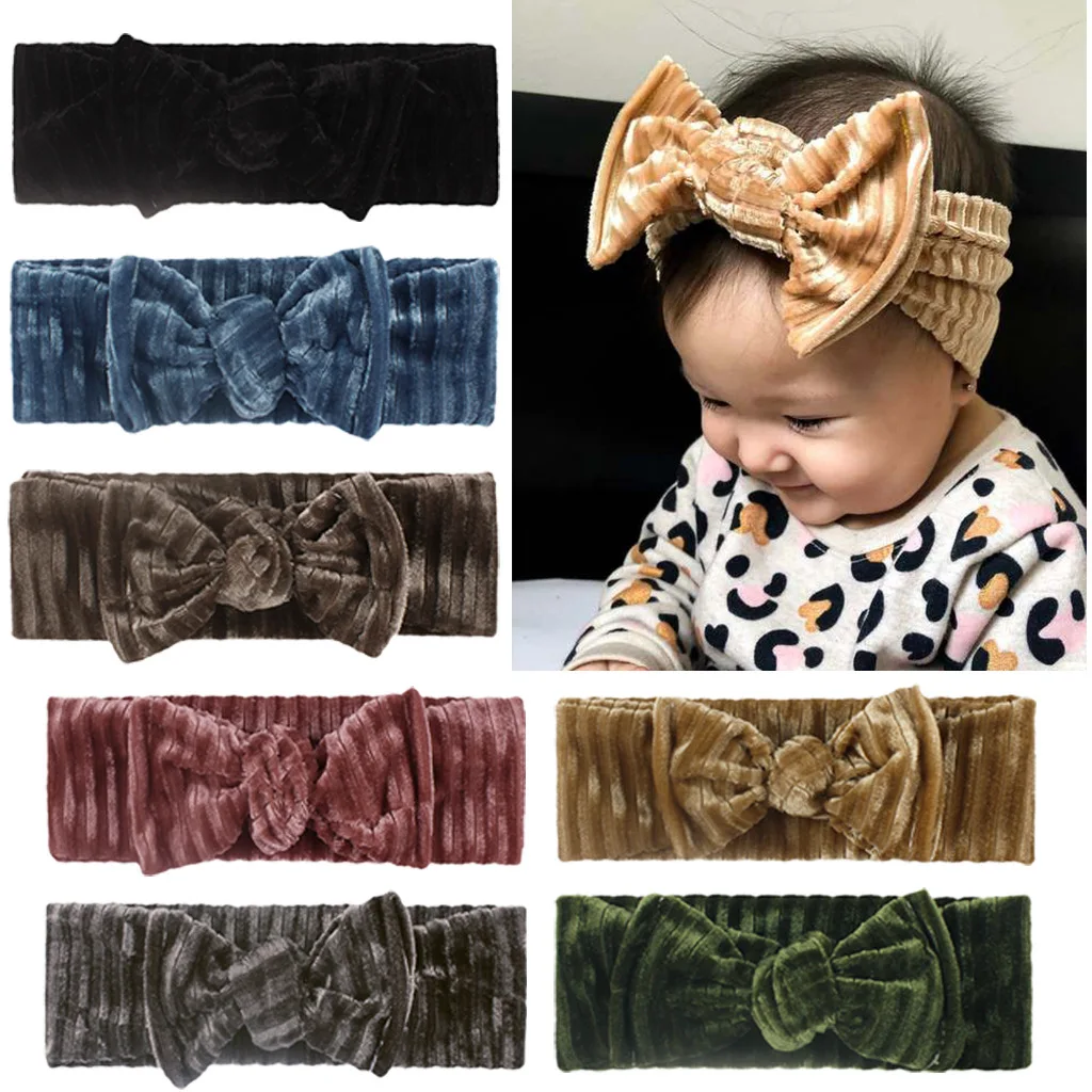 
Newborn Baby Girls Headband Toddler Big Bow Hairband Cute Solid Stretch Turban Knot Head Wrap Head Wear 