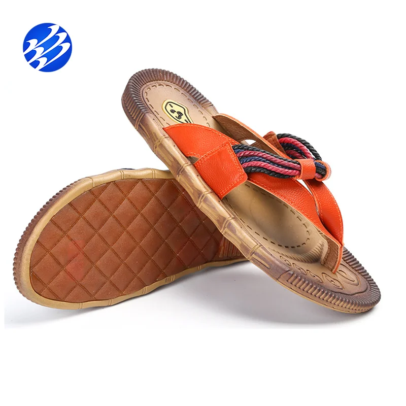 
Summer Thermoplastic Rubber Men Slide Outdoor Leather Flip Flops 