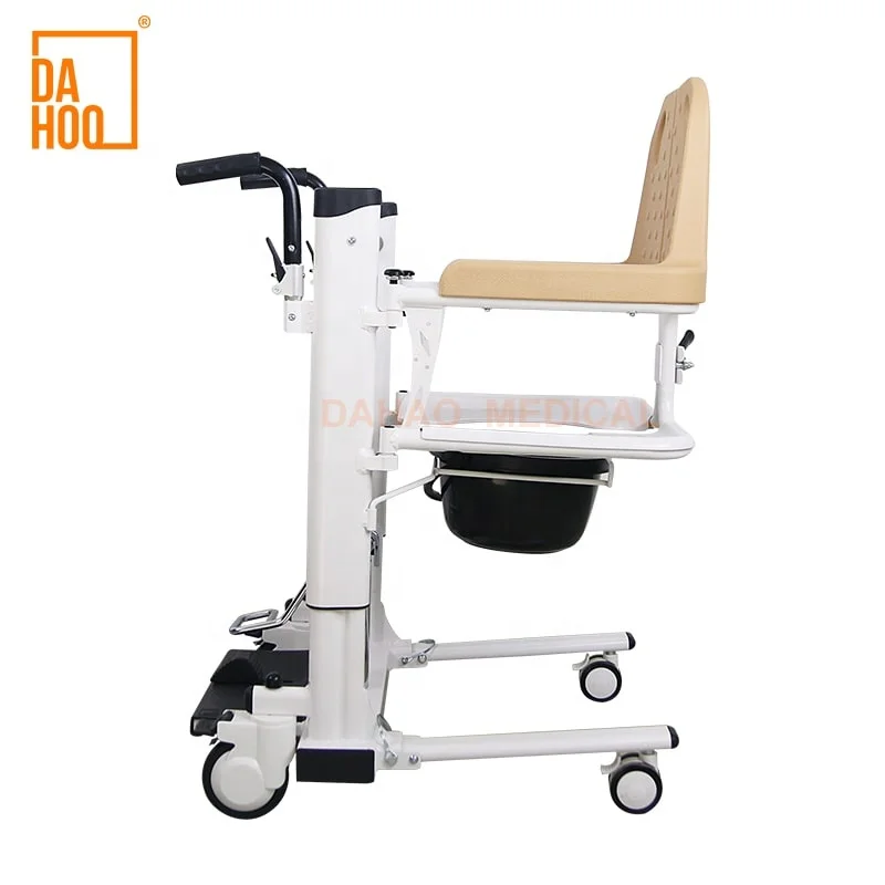 4 In 1 Mobile Shower Disabled Patient Paralytic Hydraulic Lift Transfer Chair Toilet Bath Wheelchair with Commode