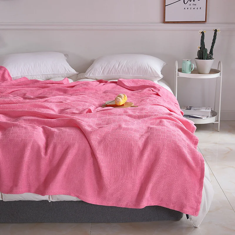 Cotton Gauze Knitted Blanket Towel Houndstooth Double-Layer Nap Double Sofa Air Conditioning Pure