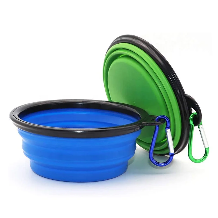 Portable Travelling Silicone Collapsable Dog Bowl,  Eco Friendly Foldable Custom Dog Feeder Bowl