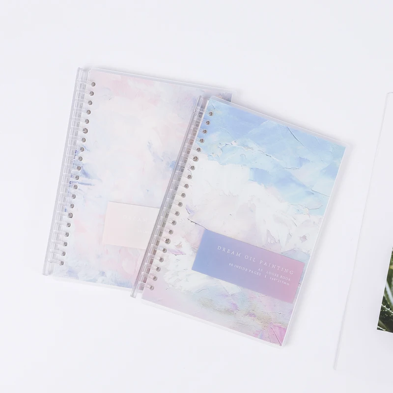 Пользовательский красочный A5/A6 мечтательная живопись пластиковая проволока-O розовый спиральный блокнот