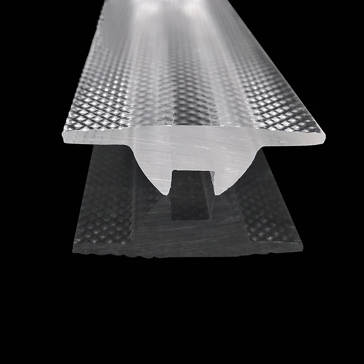 High Quality Transparent LED Extrusion Aluminum Profile Plastic PMMA 90 degree Linear Lens LED Lighting Len With Emboss Effect