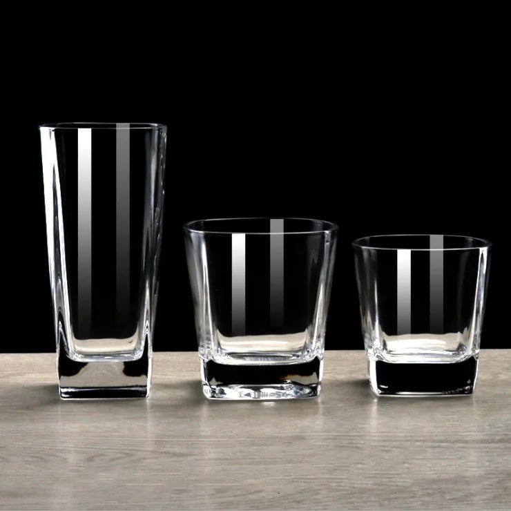 Wholesale vintage whiskey glass square whiskey glass set of 2 old fashioned whiskey glass