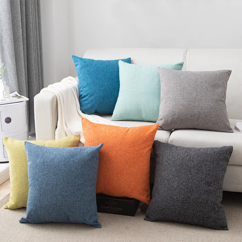 Cotton and Linen Fabrics Thickened Square Pillow Cover 18x18in Sofa Living Room Back Pillow Cushion Pillow Cover