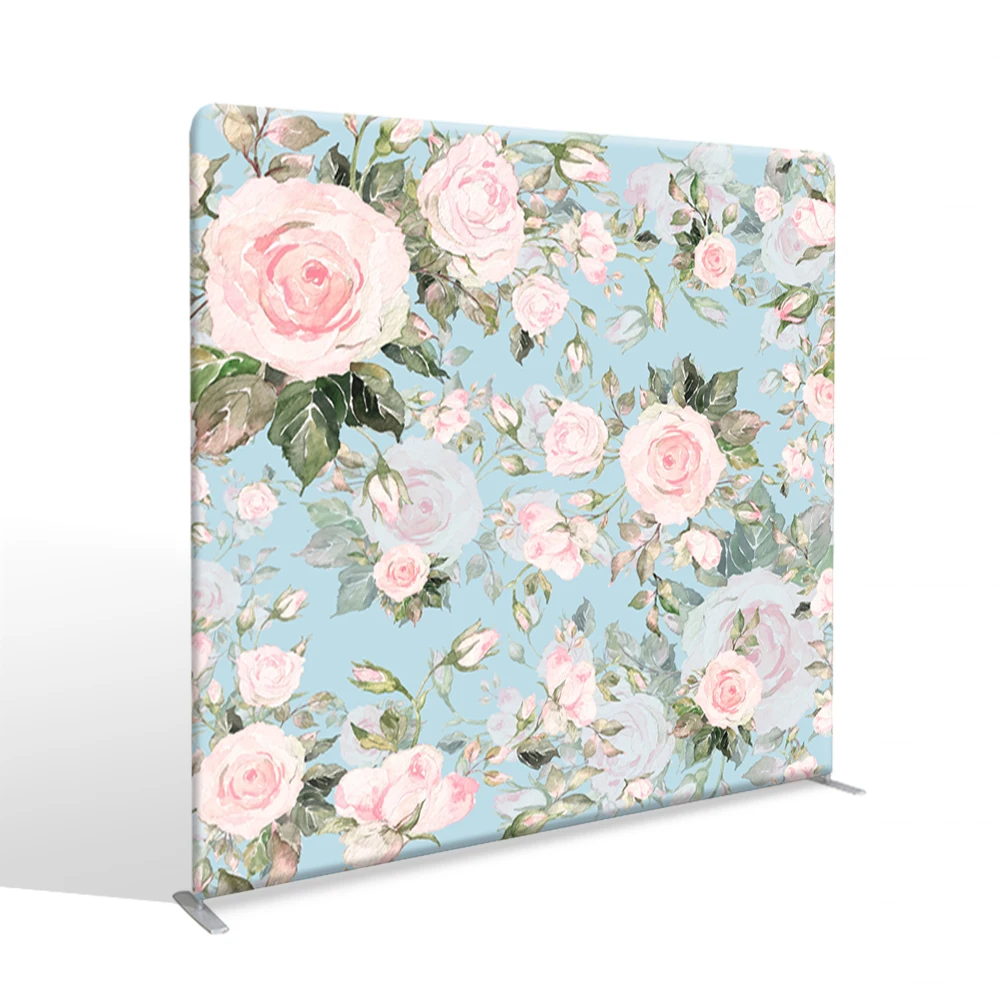 Customized Portable Printing Tension Fabric Backdrop booth Exhibition wall Aluminum Alloy Frame Display Wedding Backdrop Stand