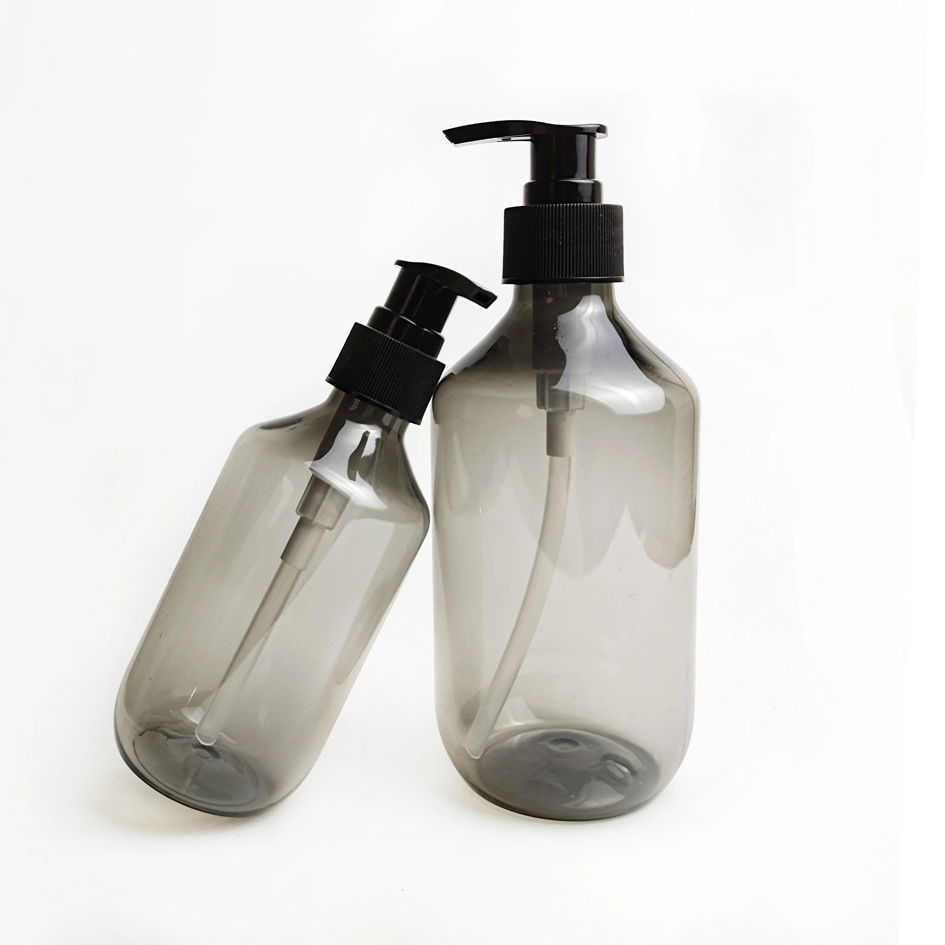 Plastic amber green black bottle PET round 300ml with pump dispenser spray