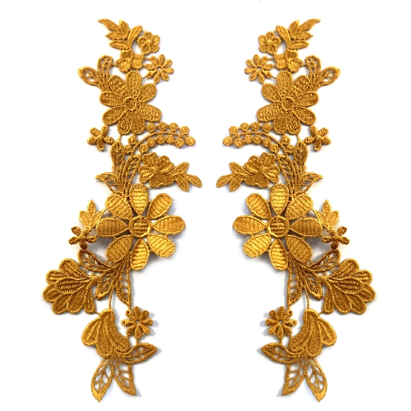 Water Soluble Lace Embroidery Pair of Symmetrical 3D Three-dimensional Hollow Piece Fashion Clothing DIY Accessories Polyester