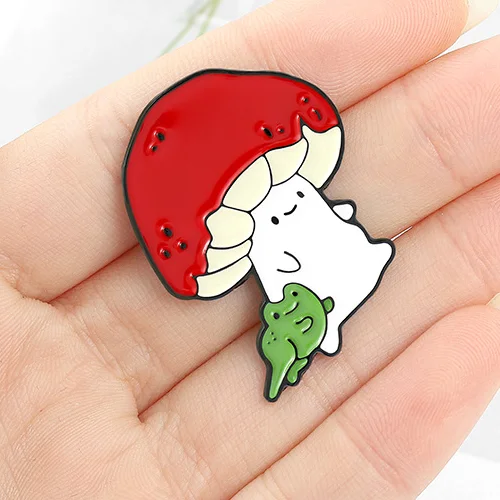 Wholesale Mushroom Lapel Pin Custom Metal Enamel Badge Cute Yellow Mushroom Badge Pin