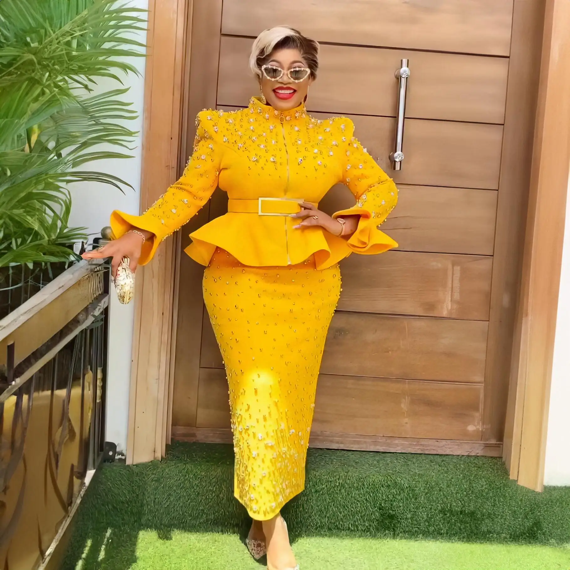 On Sale  African Design Dresses Women Mesh fabric Womens Dresses African rhinestone African Dress For Women 2024