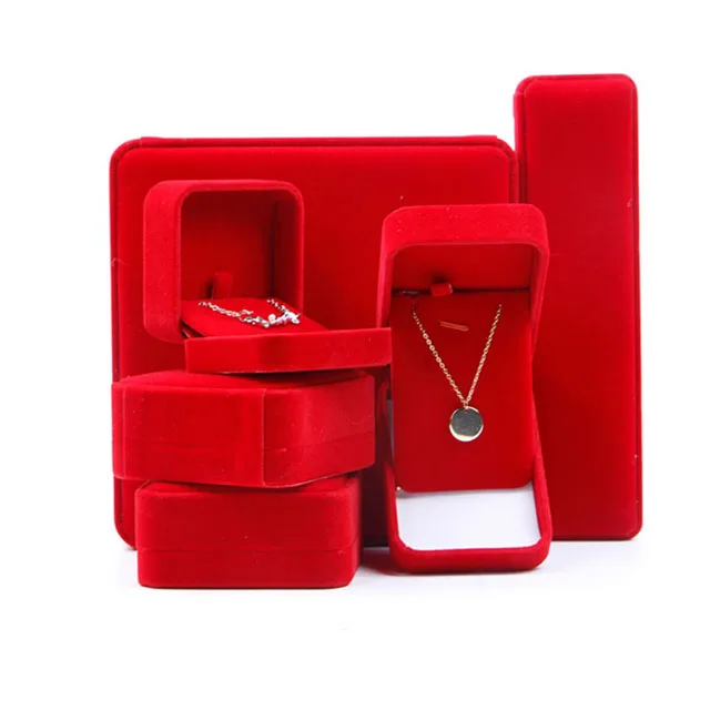 Wholesale velvet Jewelry Box customized Bracelet Necklace Earring Ring Box Jewelry Packaging Box