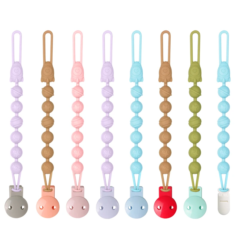 Wholesale Chewable Wooden Silicone Dummy Pacifier Clip Silicone Baby Pacifier Clip Chain