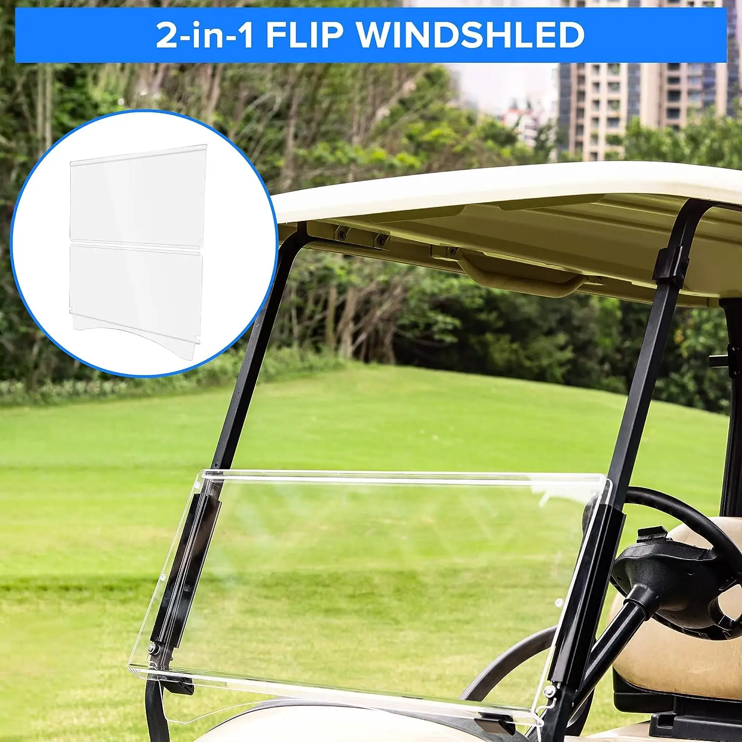 Factory Custom Impact Resistant Golf Cart Acrylic Windshield Folding Clear Windshield for Club Car Precedent